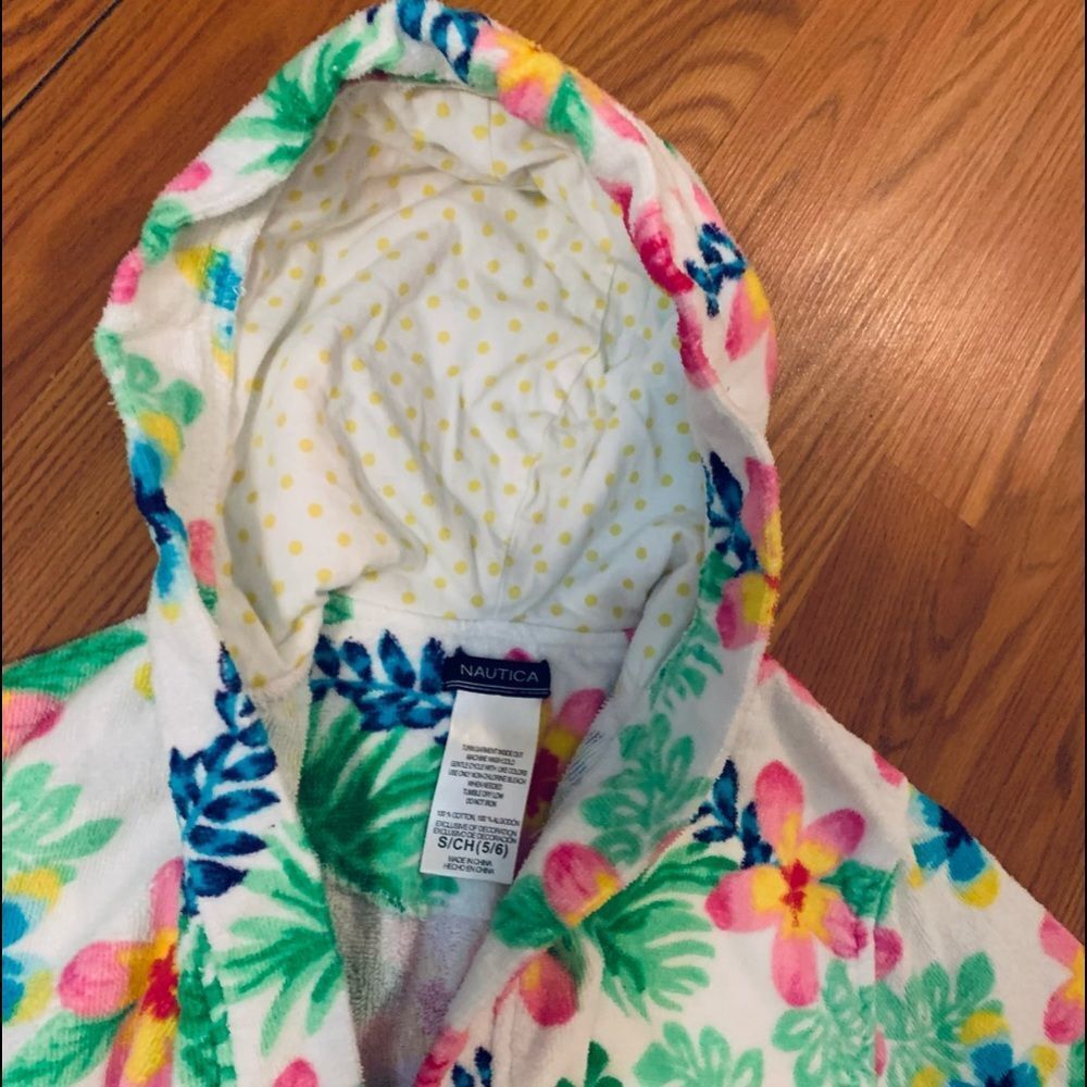 Nautica Bright Colorful Terry Cloth Robe W/Belt Swim Cover Up Size 5/6 - Picture 2 of 13